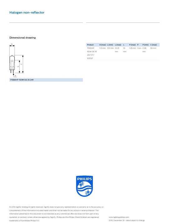 หลอดฮาโลเจนยี่ห้อฟิลิปส์-ขนาด-24-โวลท์-150-วัตต์-ขั้ว-g6-35