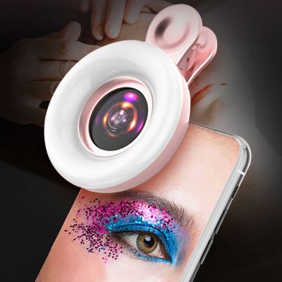 15X Macro Lens Mobile Phone HD Camera Lens with LED Ring Flash Light Smartphone Selfie Live Lamp Fill Light