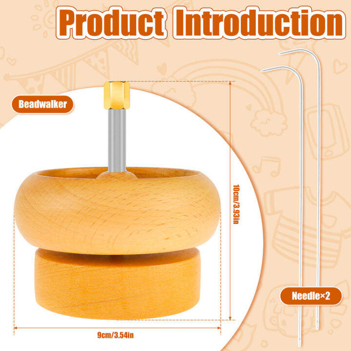 ชุดตัวหมุนลูกปัดพร้อมชามลูกปัดหมุนไม้2เข็มสำหรับทำเครื่องประดับลูกปัดแบบหมุนได้โหลดเดอร์ตัวหมุนลูกปัดหมุนชามประดับด้วยลูกปัดสำหรับสายลูกปัดงานฝีมือลูกปัดไม้ตัวหมุนลูกปัดได้อย่างรวดเร็ว