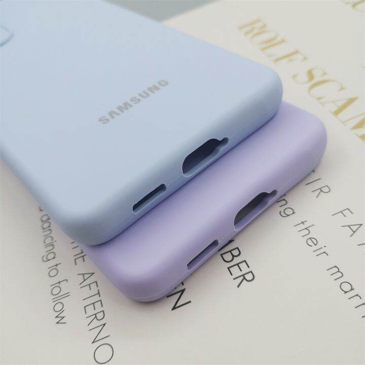 yellow-peach-flavor-เคสสำหรับ-a53-5g-silky-silicone-cover-soft-touch-back-protective-housing-samsung-galaxy-4g-พร้อมกล่องโลโก้