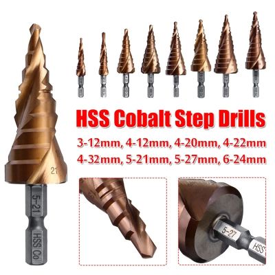 M35 5 Cobalt Step Drill Bit 1/4 Inch Cone Hex Shank Spiral Groove Taper Point Metal Drill Bit Hole Cutter For Stainless Steel