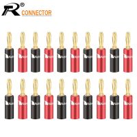 ۞ 20pcs Plastic 4mm Audio Speaker Screw Banana Plugs Connector Red Black Screw Type Speaker Cable Wire Pin Banana Plug Connectors