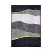 Bubble Kiss Light Luxury Carpets In The Living Room Gold Wavy Stripes Pattern Bedroom Rug Non-Slip Customized Nordic Style Mat