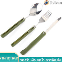 Camping Fork; Camping Spoon; Camping Tableware; Outdoor Tableware; Picnic Tableware สเตนเลสสตีลสำหรับกลางแจ้งช้อนพับชุดอุปกรณ์บนโต๊ะอาหารสำหรับ Campi