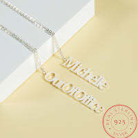 925 Sterling Silver Shiny Full Zircon Personalized Vertical Cursive Nameplate Necklaces Pendants Customize Name Necklaces