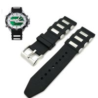 lumude Black Metal Watchband Generic Fashion Sport Silicone Watch Strap Bracelet Replacement Wrist 20mm 22mm 24mm 26mm Watchband Belts