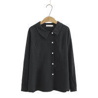 【มีไซส์ใหญ่】Plus Size XL-5XL Long Sleeved Solid Tops Womens Elegant A-line Blouse Workwear Blusas