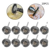 20pcs 22mm Steel Wire Wheel Brush Set For Metal Polishing 3.0mm Shank Rotary Brush Dremel Rotary Tool Polishing Tool