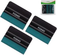 FOSHIO 3Pcs Window Tint Film Squeegee Carbon Fiber Vinyl Car Wrap Tool No Scratch Suede Auto Car Tinting Tool Cleaning Scraper