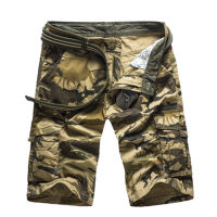 ผ้าฝ้าย Camo Workwear กางเกงขาสั้นผู้ชายฤดูร้อนหลายกระเป๋าหลวม Capris กางเกง MQFA