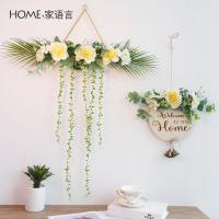 【NEW】【Penghantaran Privasi Tinggi】 Nordic Plant Ornaments Wall Flower Pot Pendant Living Room Wall Hanging round Wall Covering Ugly Decoration Welcome to Wooden Board