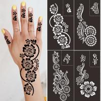 Reusable Temporary Henna Tattoo Stencil Hand Arm Sleeve Face Tattoo Supplies Stencils for Airbrush Painting Template DIY Indian Stickers