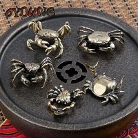 Solid Brass Crab Small Statue Ornament Copper Handmade Antique Animal Miniature Figurine Office Desk Decoration Home Decor Craft