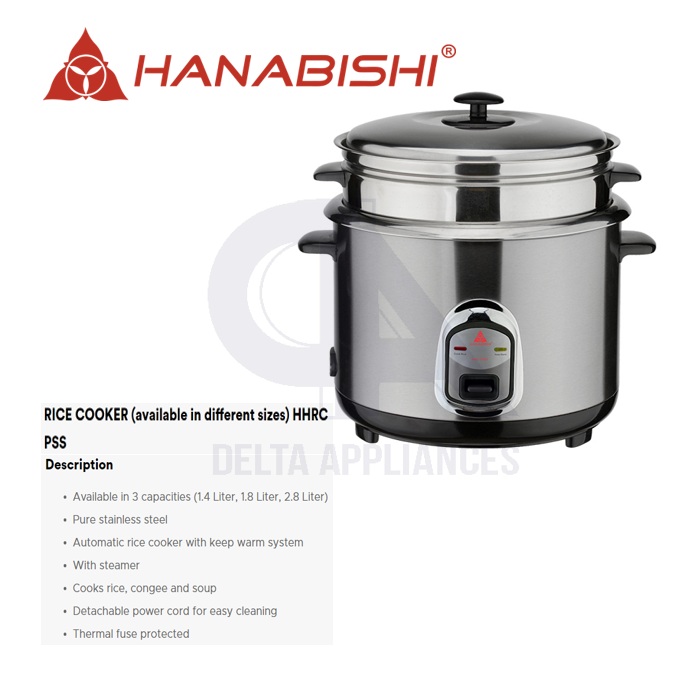 Hanabishi Rice Cooker (available in different sizes) HHRCFS