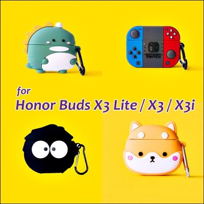 เคสการ์ตูนอนิเมะสําหรับ Honor Wireless Earbuds X3 Lite Case Cover, X3i, X3, ฝาครอบเคสป้องกันซิลิโคนพร้อม Keychain Hook Lock