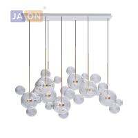 LED Postmodern Iron Glass Bubbles Chandelier Lighting Lamparas De Techo Suspension Luminaire Lampen For Dinning Room