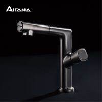 luxury black temperature digital display bathroom faucet pull-out design Single handle cold hot dual control Dual function Tap