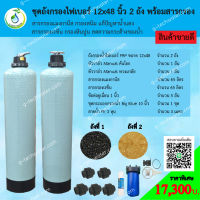 ชุดถังกรองน้ำ 12x48 นิ้ว แมงกานีส+เรซิ่น กรองหินปูนและสนิมเหล็ก