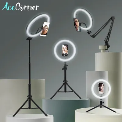 Acecorner Selfie Ring Light Photography Lighting LED Rim of Lamp with Mobile Holder Large Tripod Stand for Youtube Tiktok Tok