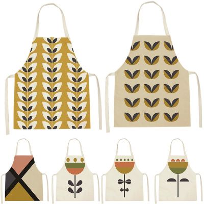 1 Pieces Nordic Beautiful Flowers Geometry Clean Art Apron Home Cooking Kitchen Apron Chef Family Costume Women Adult 68*55 Cm