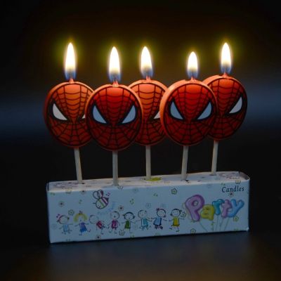 5pcs/lot Spider*man Cake Candles Cake Toppers Party Supplies Kids Birthday Candles Evening Party Decorations