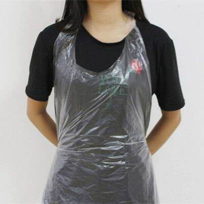 100pcsDisposable White Thick Plastic Apron Transparent Color Outdoor Indoor Cook Apron One Time Use Hang In Neck