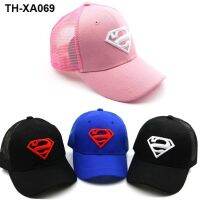 F112 new summer bask childrens baseball cap fashion embroidery superman sun-shade net cap