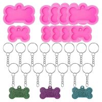 Dog Bone Resin Silicone Molds, 20Pcs DIY Cute Dog Tag Epoxy Resin Mold with 40 Pcs Keychains for DIY Crafts Making