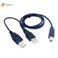 ENDOFF 80cm สีดำ USB คู่ สแกนเนอร์ USB 2.0 ชายถึงมาตรฐาน B ชาย สายดาต้า USB ชาย สาย Y