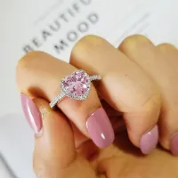 Queen Heart Diamond แหวนเงิน925แหวนสำหรับเจ้าสาวสัญญาเครื่องประดับของขวัญ