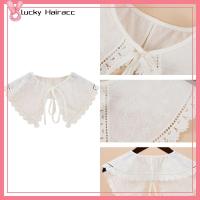 LUCKY HAIRACC กลวงออก อุปกรณ์เสริมเสื้อผ้า แต่งระบายลูกไม้ ผ้าจีบสองชั้น ผ้าคลุมไหล่แบบพัน ปลอกคอตุ๊กตาปลอม ผ้าพันไหล่ ปกเสื้อปลอม