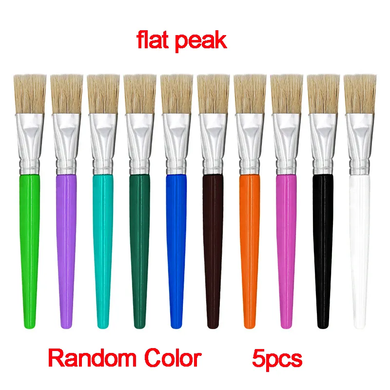 5/10pcs Paint Brushes Flat Tip Paint Brushes Hog Bristle Tempera Artist  Paint Brushes for Kids