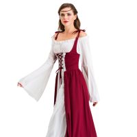 Women Vintage Medieval Renaissance Gown Halloween Cosplay Costume R Long Dress low MOQ