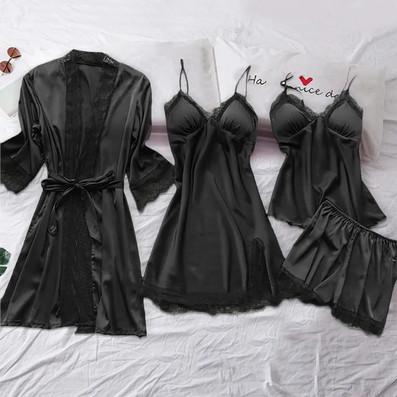 With Chest Pads Strap Nightdress Sexy Pajamas Women Sleepwear Lace