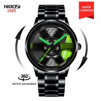 NIBOSI Mens Watch Wheel Watch 3D Customized Car Wheel Watch 360° Rotating Waterproof Sports Watch