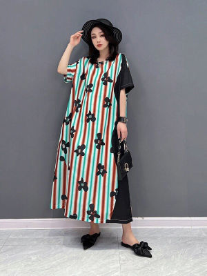 XITAO Dress  Loose Casual Women Striped Print Dress