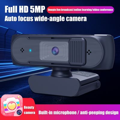 ZZOOI 5MP Webcam For PC 2.5K Full HD Web Camera USB Online Webcam With Microphone Autofocus Web Cam For Youtube Computer Laptop
