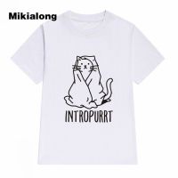 Mikialong Cat T Shirt Graphic Tees Tshirt Kawaii Cute Cartoon Tshirt Cotton Mujer Gildan