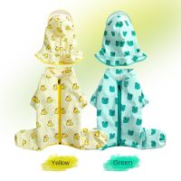 Pet Dog Raincoat Waterproof Pet Clothing Cute Duck Frog Print Detachable Hat Outdoor Dog Jacket Coat Water Resistant Pet Clothes