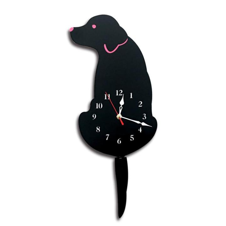 นาฬิกาอะคริลิคแบบมีหางแกว่งแกว่งได้สำหรับความคิดสร้างสรรค์ที่บ้านสุนัขห้องนั่งเล่นผนังแบบ-diy-ส่วนบุคคล