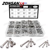 ZONSANTA 440Pcs Hexagon Hex Socket Head Cap Screw Set M3 M4 M5 304 Stainless Steel Machine Screw DIY Hex Socket Cap Bolt Nut Set Nails Screws Fastener