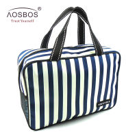 【cw】Aosbos New Mesh Striped Cosmetic Bags Large Capacity Waterproof Oxford Toiletry Bag Tote Women Men Travel Organizer Makeup Bag ！