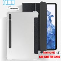 （Hoshi electron）สำหรับ SamsungTab S8 11.0 Quot; 2022 5กรัมกรณีแท็บเล็ตปลุกปก F Unda FlipTri พับแขนยืนกรณี SM-X700 X706N