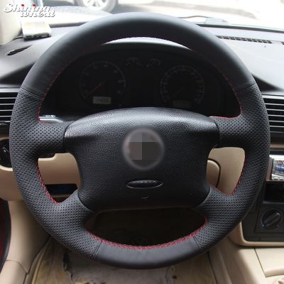 【YF】 Shining wheat Hand-stitched Black Artificial leather Steering Wheel Cover for Volkswagen Passat B5 VW Golf 4