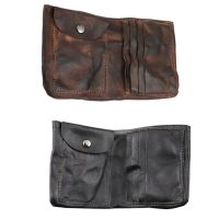 ASDS-Wrinkle Wallet,Vintage Handmade Cow Leather Card Holder For Men, Leather Bifold Money Clips