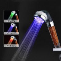 Colorful Pressurized Shower Head Temperature Sensor Led Light Rain Shower Water Softener Negative Ion Filter Hand Showerhead Showerheads