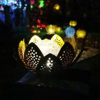 Creative Lotus Solar Light Decorations for Garden Courtyard Hollow Lotus Shape Garden Landscape Lighting Ornaments