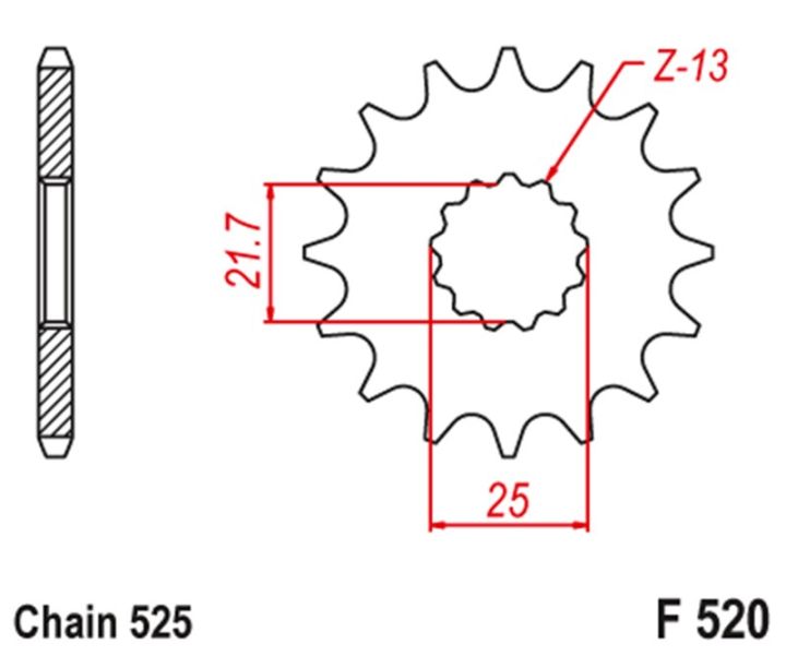 เฟืองหน้ามอเตอร์ไซค์525สำหรับ-suzuki-sv650-99-08-sv650s-99-13-sv650-a-sa-07-10