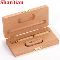 SHANDIAN Exquisite Gifts Box USB 2.0 Flash Drive 4GB 8GB 16GB 32GB 64GB 128 Pen Drives Wooden Memory Stick Custom logo Ballpoint