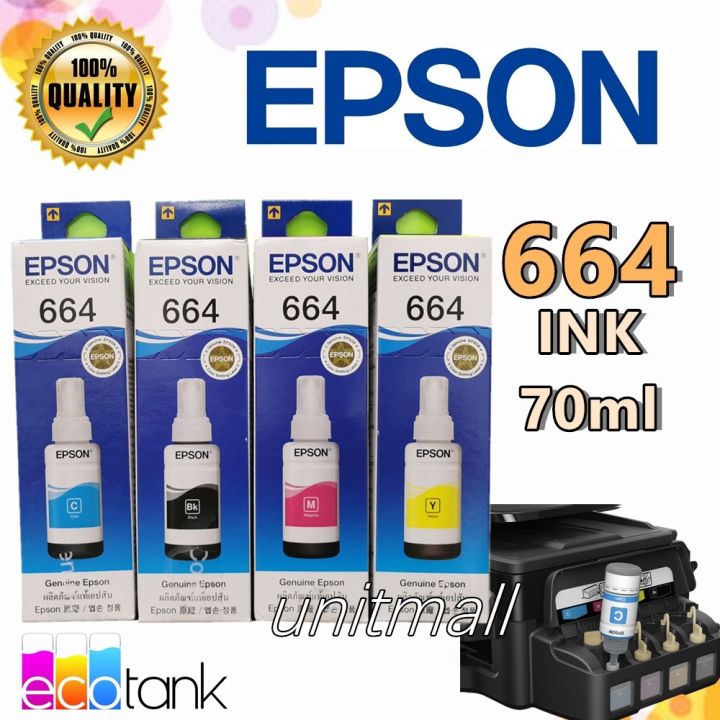 Epson T664 Eco Tank Ink Genuine Bottle Ink 70ml 4 Color For L120 L110 L355 L210 L220 L310 1022